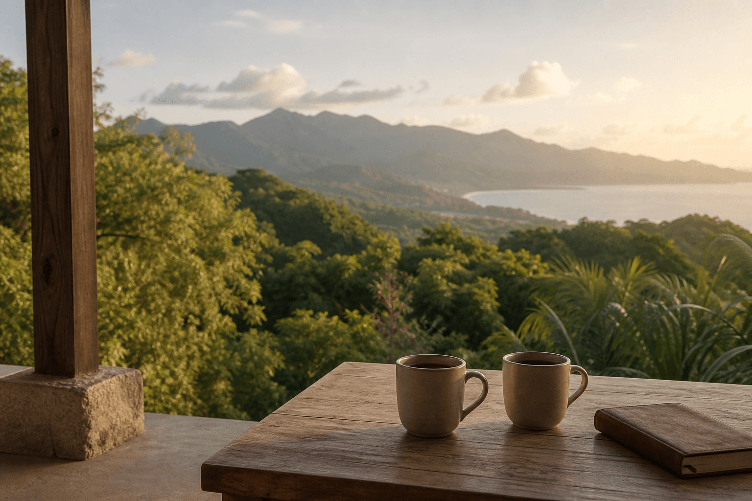 Morning coffee in a quiet Honduras residency setting